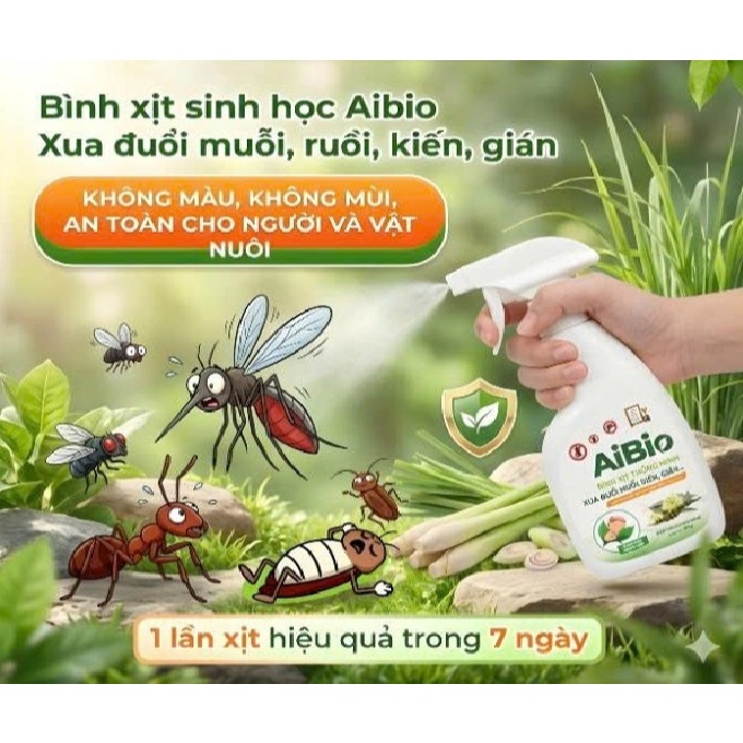 BÌNH XỊT RUỒI, MUỖI, KIẾN, GIÁN SINH HỌC AIBIO HIỆU QUẢ, AN TOÀN, LÀNH TÍNH