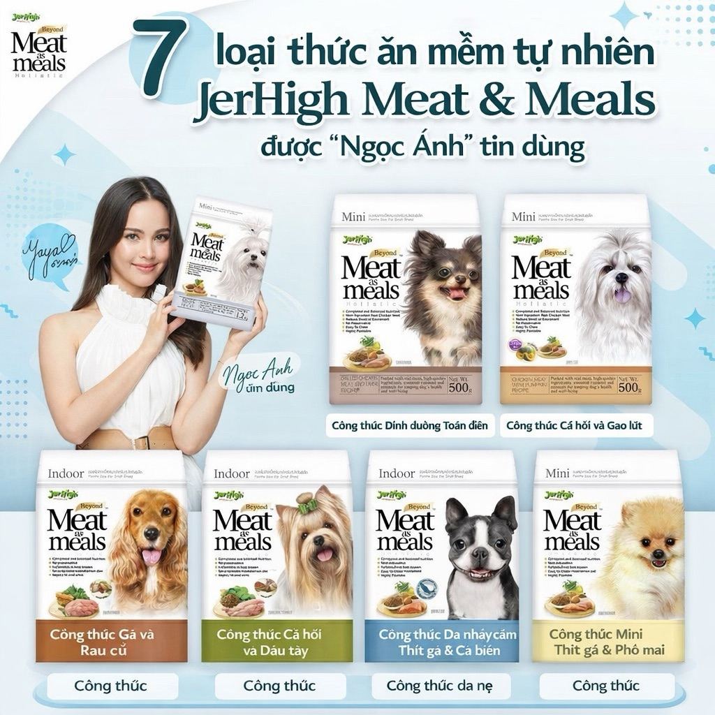 Hạt Mềm Jerhigh Meat As Meals Cho Chó Mọi Lứa Tuổi 500Gram Ngăn Ngừa Sỏi Thận, Giàu Chất Dinh Dưỡng 