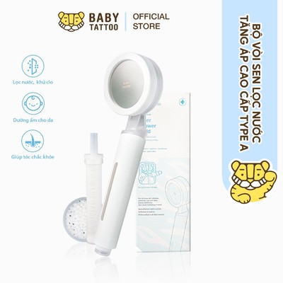 Bộ Vòi Sen Tắm Cao Cấp Type A, Lọc Nước, Khử Clo BABY TATTOO Giúp Bảo Vệ Và Chăm Sóc Da