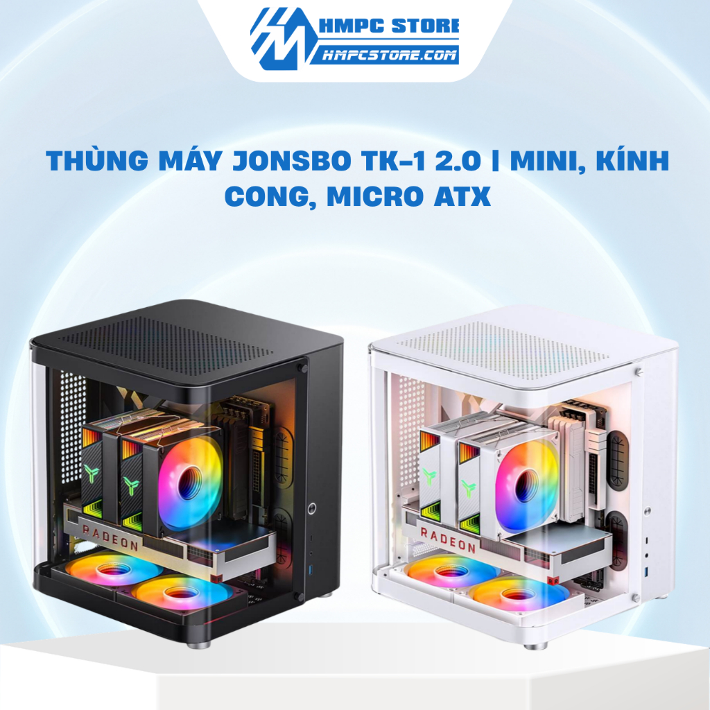 Case - Thùng máy Jonsbo TK-1 2.0 | Mini, Kính cong, Micro ATX, bảo hành 12 tháng
