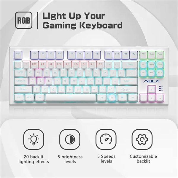 Bàn phím cơ Gaming có dây AULA F3032 ( LED Rainbow / Mạch xuôi /USB type C ) - Hàng Chính Hãng
