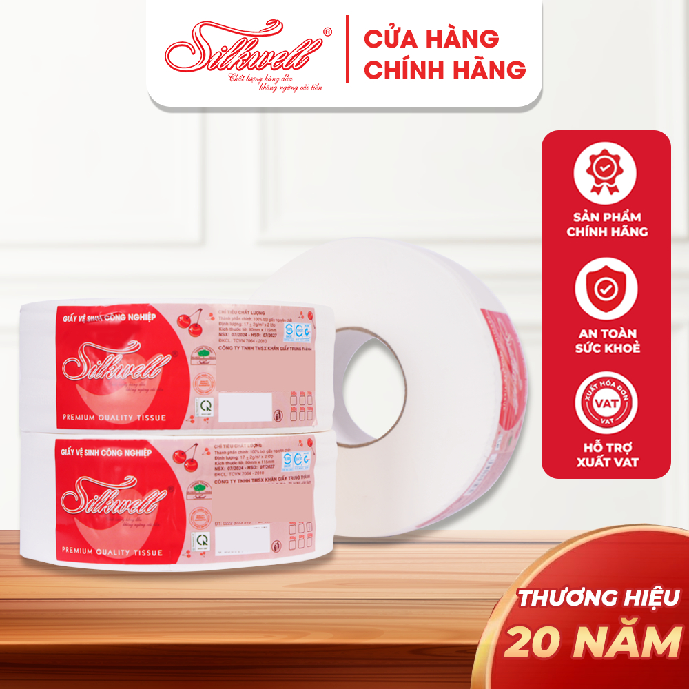 Combo 5 Giấy vệ sinh cuộn lớn Silkwell 700g ,cuộn vệ sinh công nghiệp có lõi giá rẻ hàng chính hãng