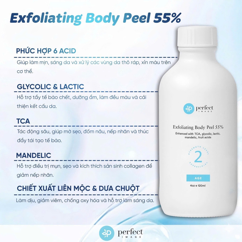 Dung dịch peel toàn thân Perfect Image Exfoliating Body Peel loại bỏ tế bào chết & làm sáng da 120ml