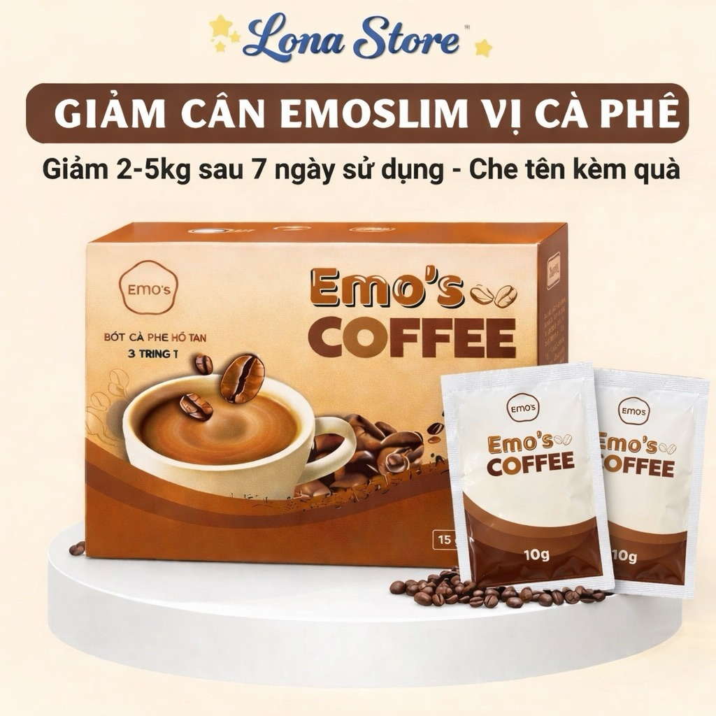 CÀ PHÊ hoà tan 3 trong 1 EMO COFFEE - Emo coffee 3 trong 1 giảm mỡ bụng EMODETOX [Freeship+Quà] / Gi