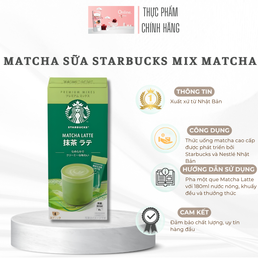 Matcha Sữa Starbucks' Premium Mix Matcha Latte Hộp 96G - Hàng Xách Tay Cao Cấp