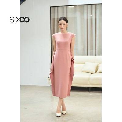 Đầm midi bút chì tay hến SIXDO (Mauve Woven Pencil Dress)