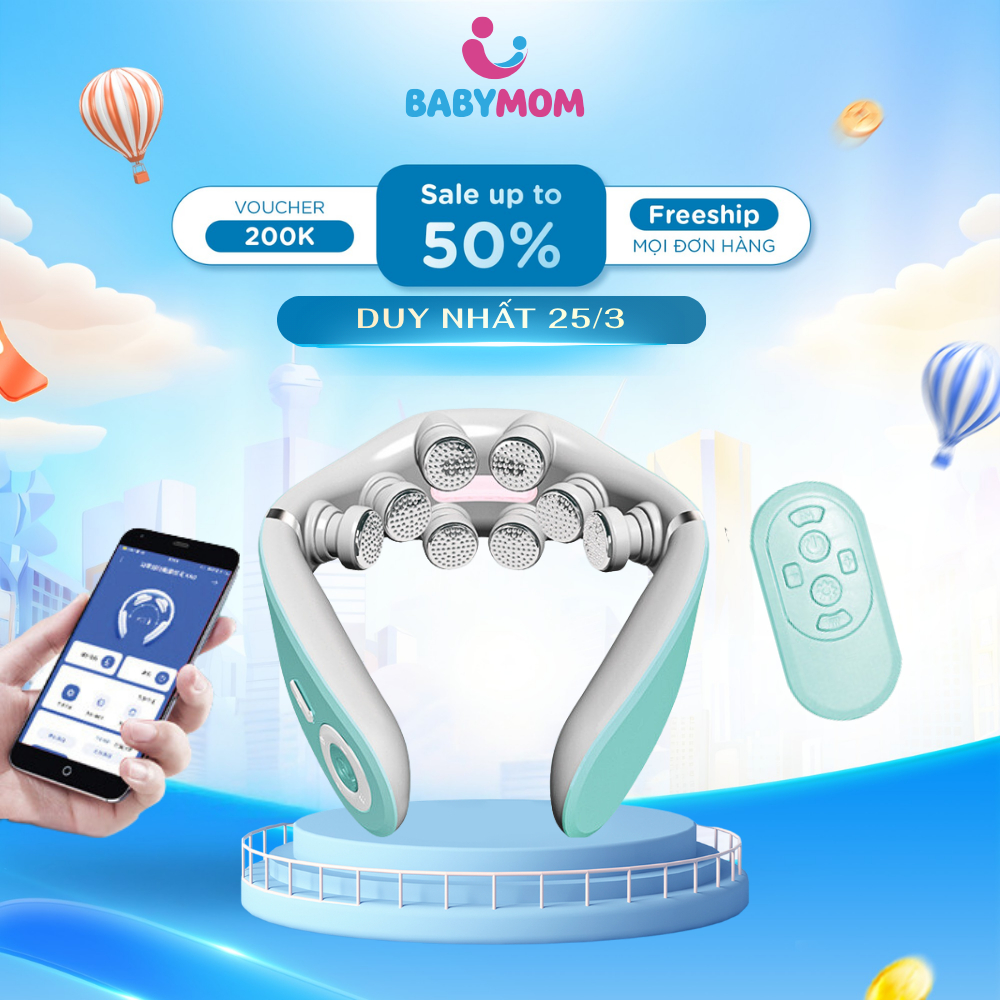 Máy Massage Cổ Vai Gáy 8D-G79 Máy Matxa Xung Điện Kép, Chườm Nóng Hồng Ngoại Có App Điều Khiển Từ Xa