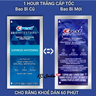 Miếng dán trắng răng Crest 3D White 1 Hour Express - Làm trắng răng cấp tốc 1 giờ