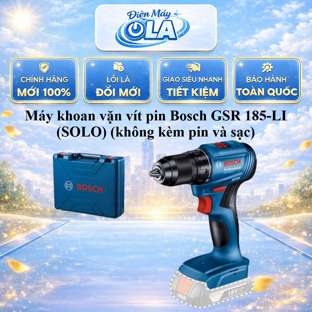 [GIAO HÀNG TOÀN QUỐC] Máy khoan vặn vít pin Bosch GSR 185-LI (SOLO) (không kèm pin và sạc)