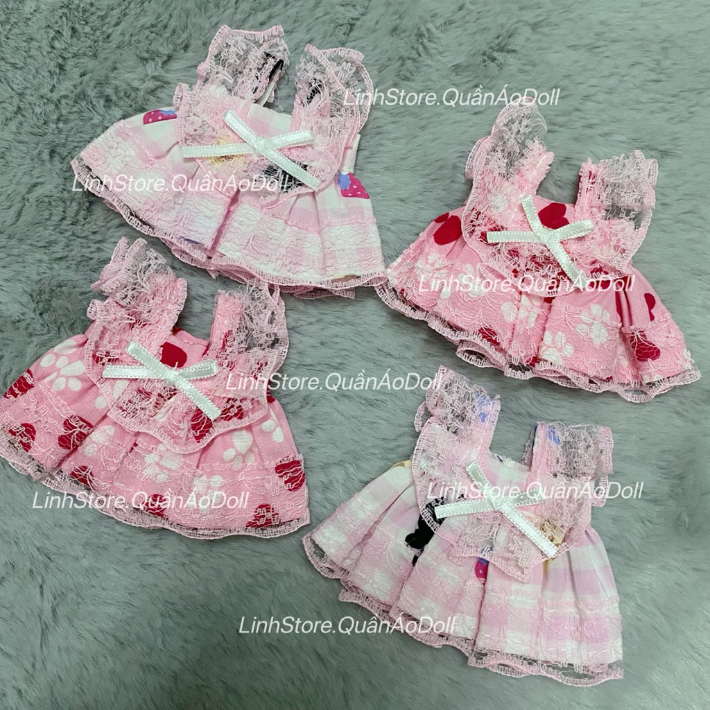 VÁY REN CÔNG CHÚA NƠ GIỮA ĐIỆU ĐÀ ĐÁNG YÊU DOLL BÉ GÁI SIZE 5IN