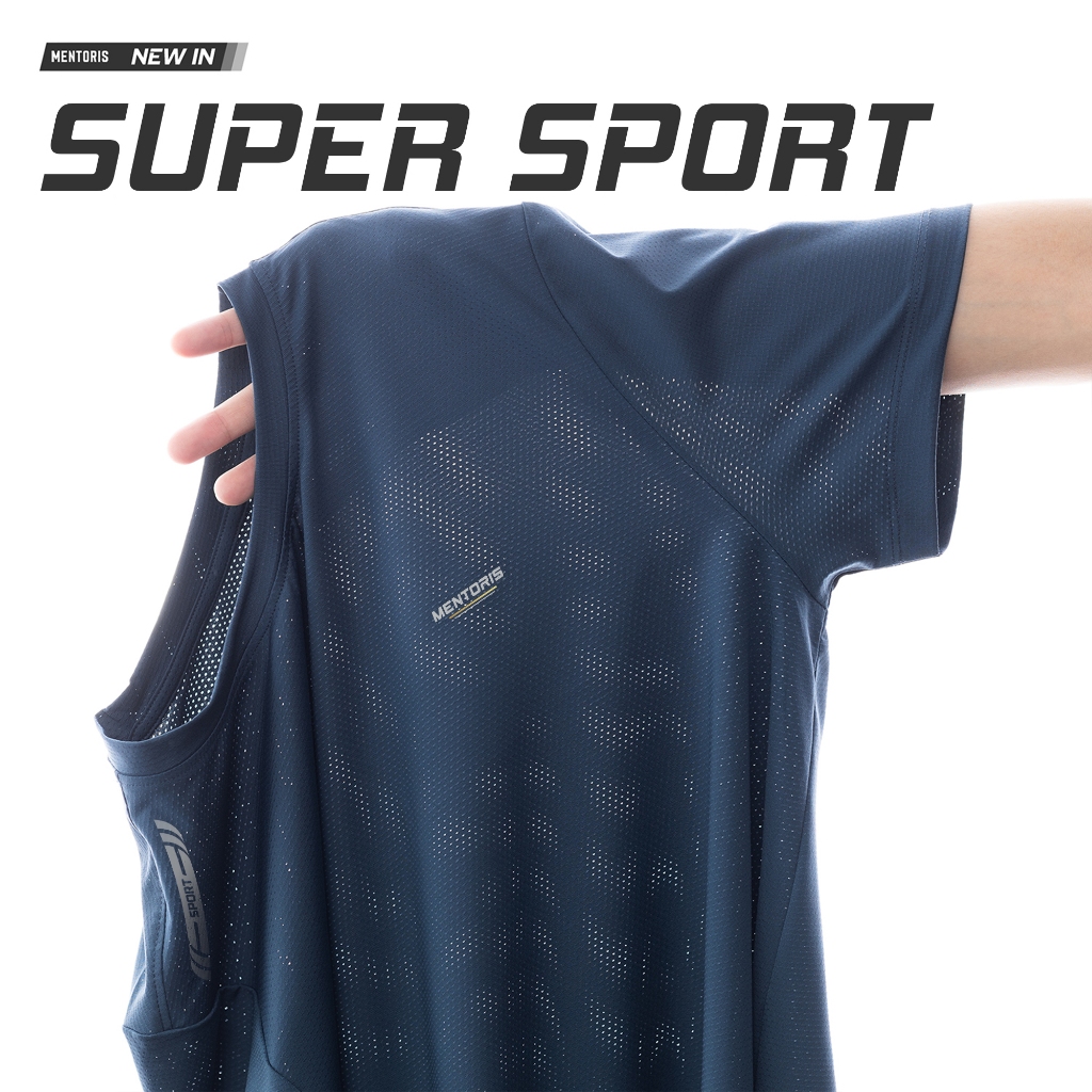 Áo thun nam cổ tròn thun lạnh thông hơi Mentoris, Vải co giãn, thoáng khi, mặc cực mát MTS01