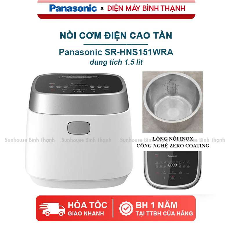 Nồi cơm điện cao tần 1.5 lít Panasonic SR-HNS151WRA lòng nồi inox - 13 chế độ nấu - Bảo hành 1 năm