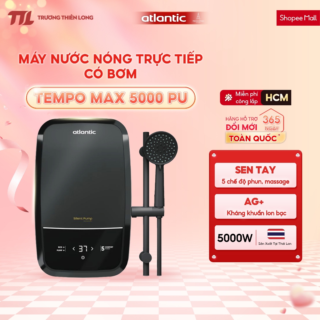 [ATLANTIC - Miễn Phí Công Lắp HCM] - Máy Nước Nóng Trực Tiếp Atlantic 5000W TEMPO MAX 5000 PU