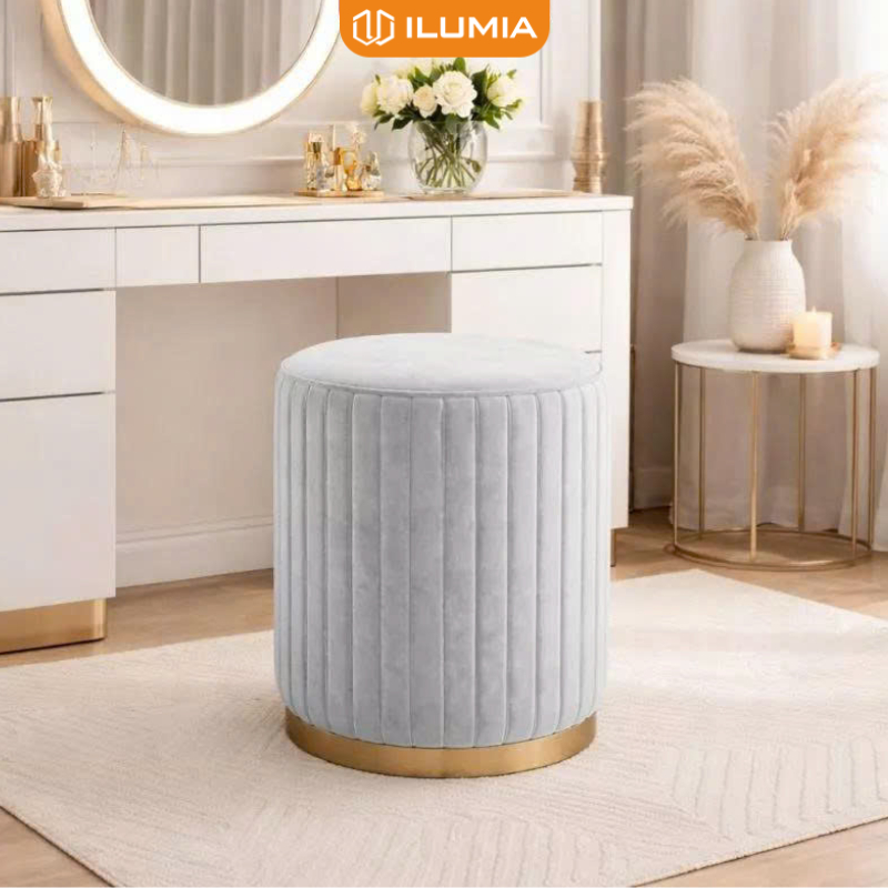 Ghế đôn sofa phòng khách, ghế bàn trang điểm bọc nỉ thương hiệu ILUMIA - GC45