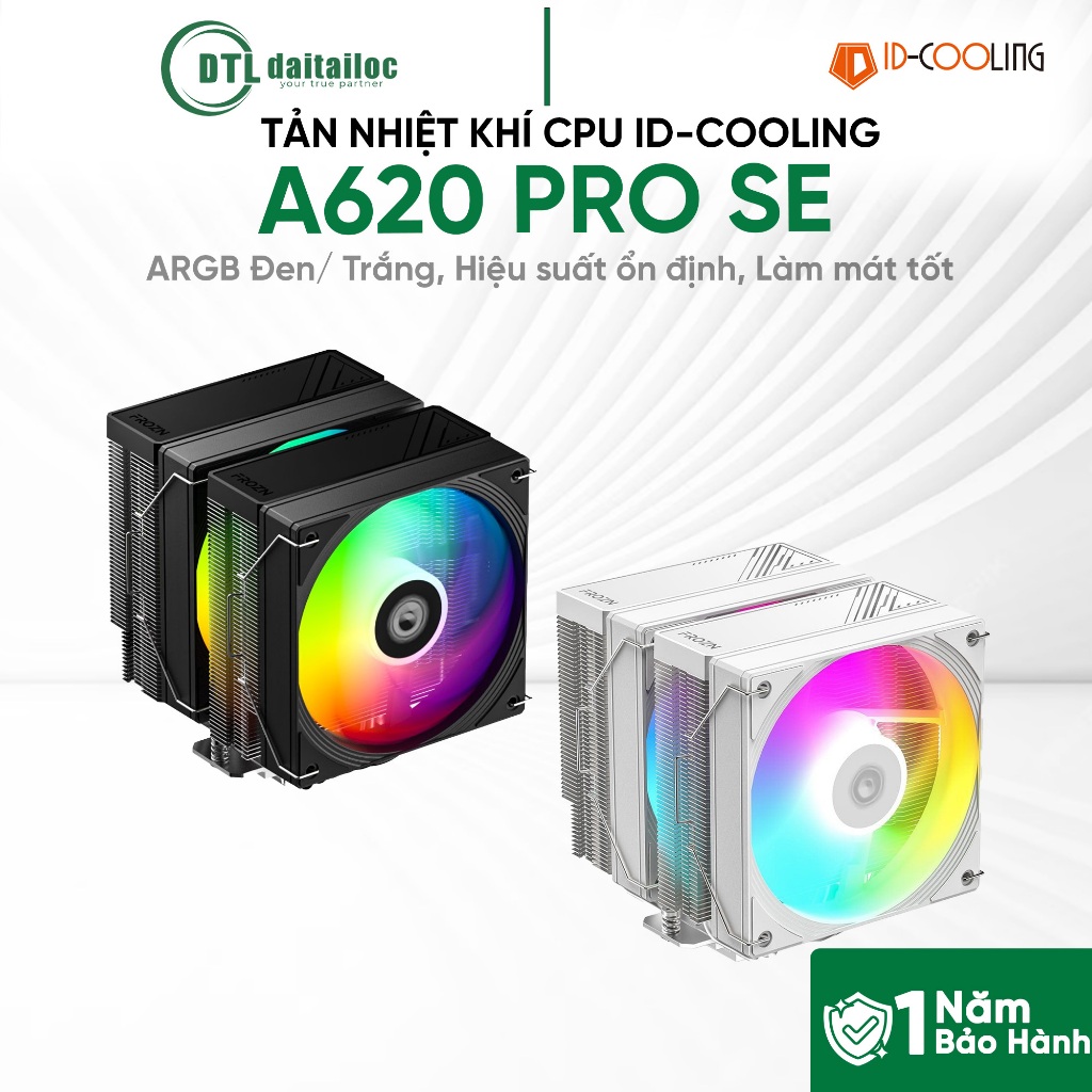 TẢN NHIỆT KHÍ CPU ID-COOLING FROZN A620 PRO SE ARGB Đen/ Trắng Hiệu suất ổn định | Chính Hãng | Bảo 
