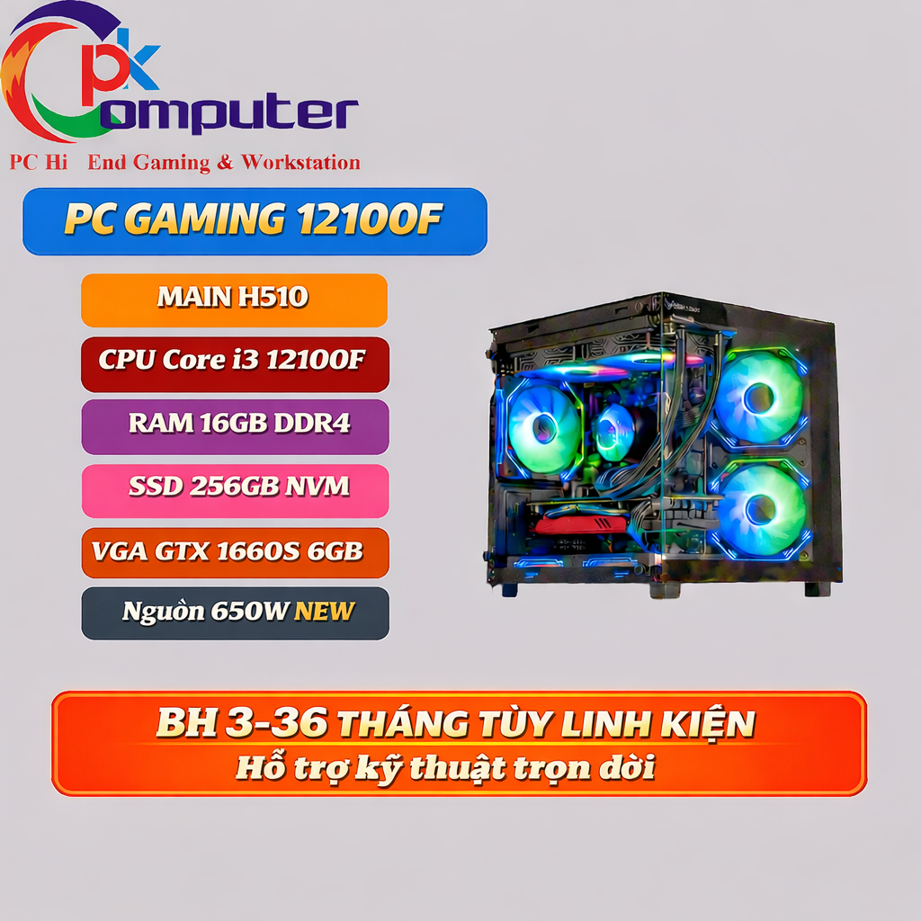 PC Gaming i3 9100F GTX 750Ti/950/960 – RAM 8GB/16GB, SSD 120/240GB, Chiến LOL Valorant Mượt, Giá rẻ