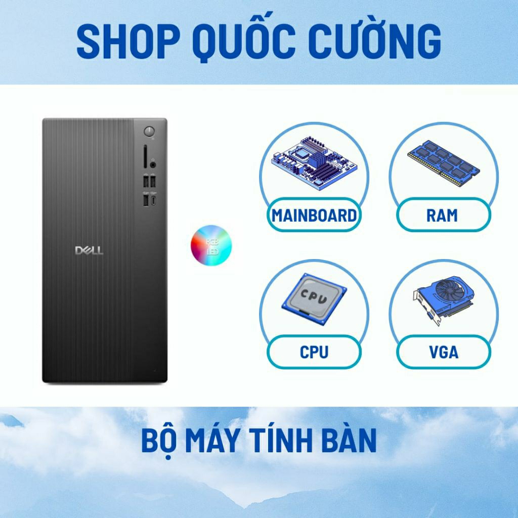 Máy Tính Để Bàn Dell Tower ECT1250 ( TFPC81 ) | Đen | I5-14400 | 8GB | 512GB | Intel Graphics| Win 1
