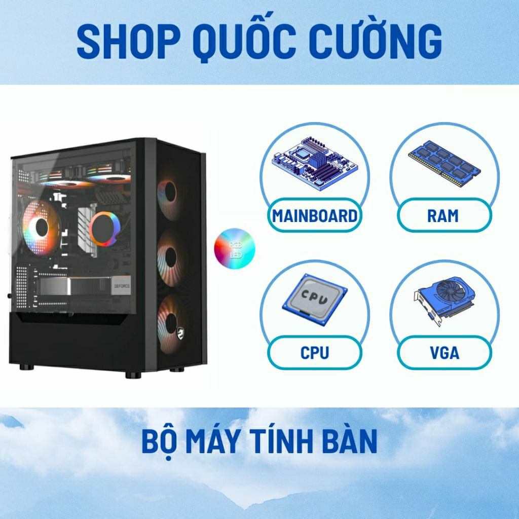 Bộ máy tính bàn Hunt E Plus | AMD Ryzen 5 5500, RAM 16GB, SSD 512GB, RTX 3050. hàng new bảo hành 24 