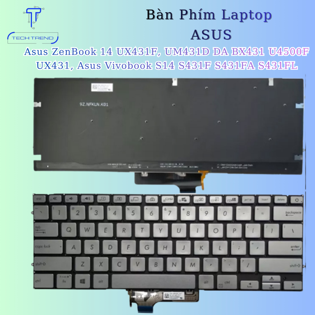 Bàn phím laptop Asus ZenBook 14 UX431F, UM431D DA BX431 U4500F UX431, Asus Vivobook S14 S431F S431FA
