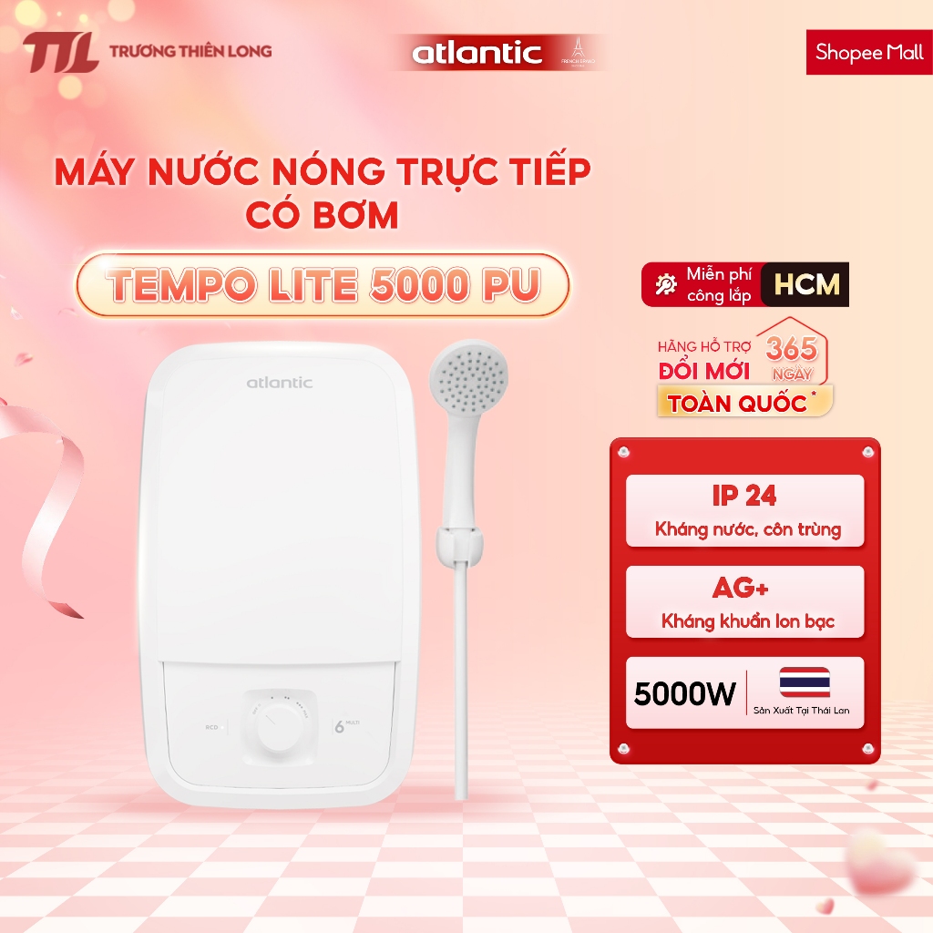 [ATLANTIC - Miễn Phí Công Lắp HCM] - Máy Nước Nóng Trực Tiếp Atlantic 5000W TEMPO LITE 5000 PU