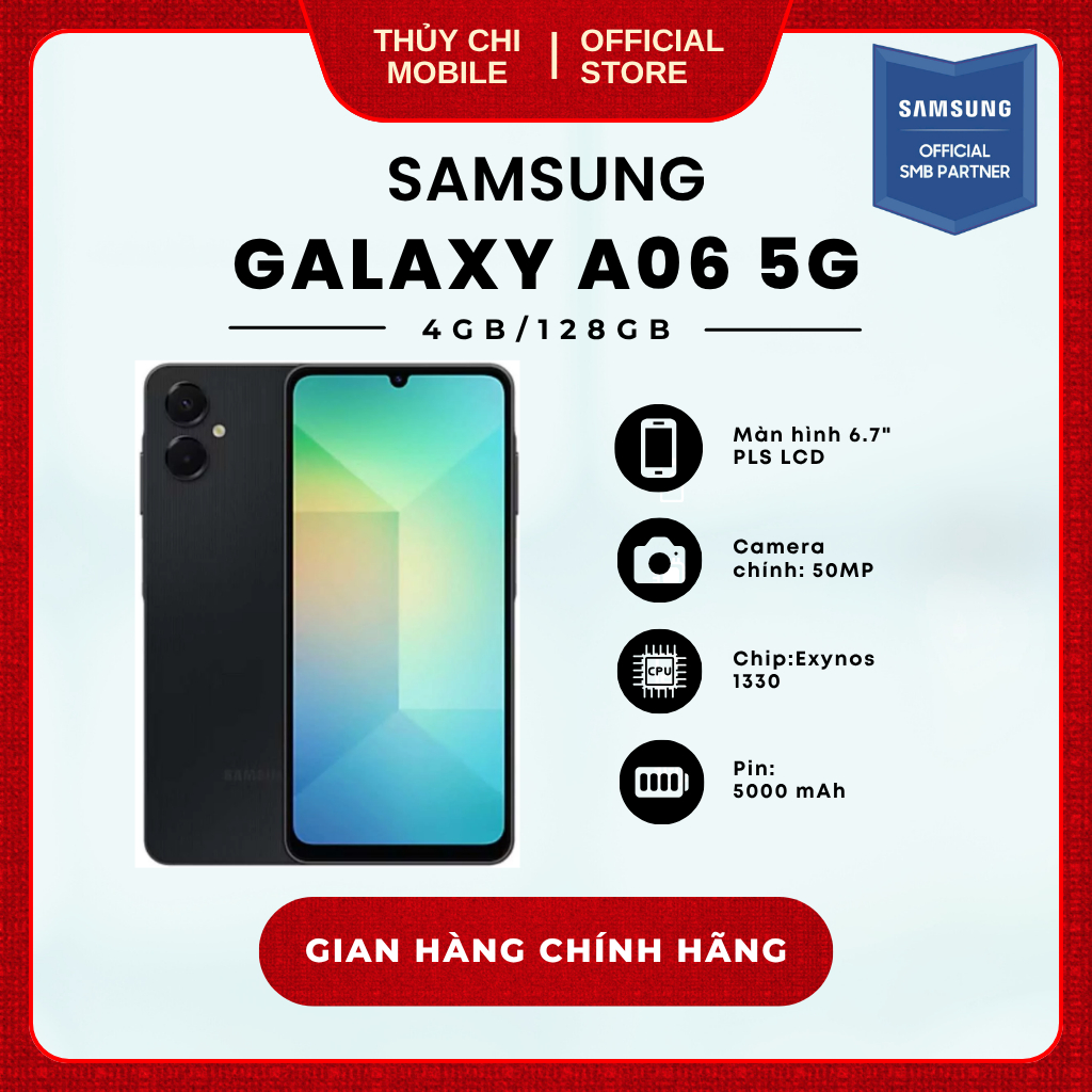 Điện thoại samsung Galaxy A06 5G 4GB/128GB - Hàng Chính Hãng