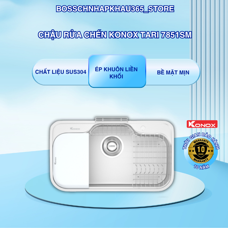 Chậu Rửa Bát Konox Tari 9051SM – Bề Mặt Mịn – Chất Liệu SUS304 – Chống Oxy Hóa – Bossch365