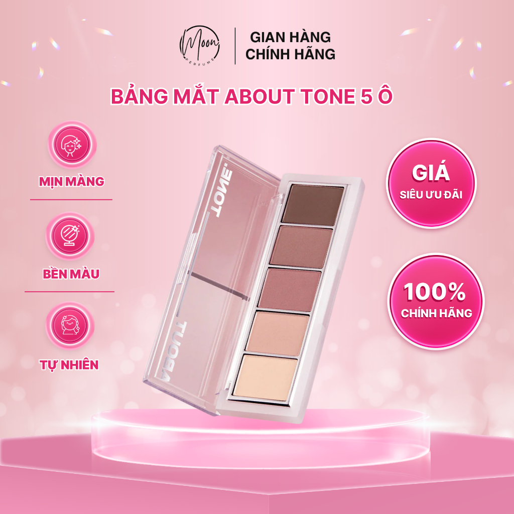 Bảng Phấn Mắt Đa Năng About Tone 5 Ô 3in1 - Tích Hợp Má Hồng, Tạo Khối, Highlight Tự Nhiên K-Beauty 