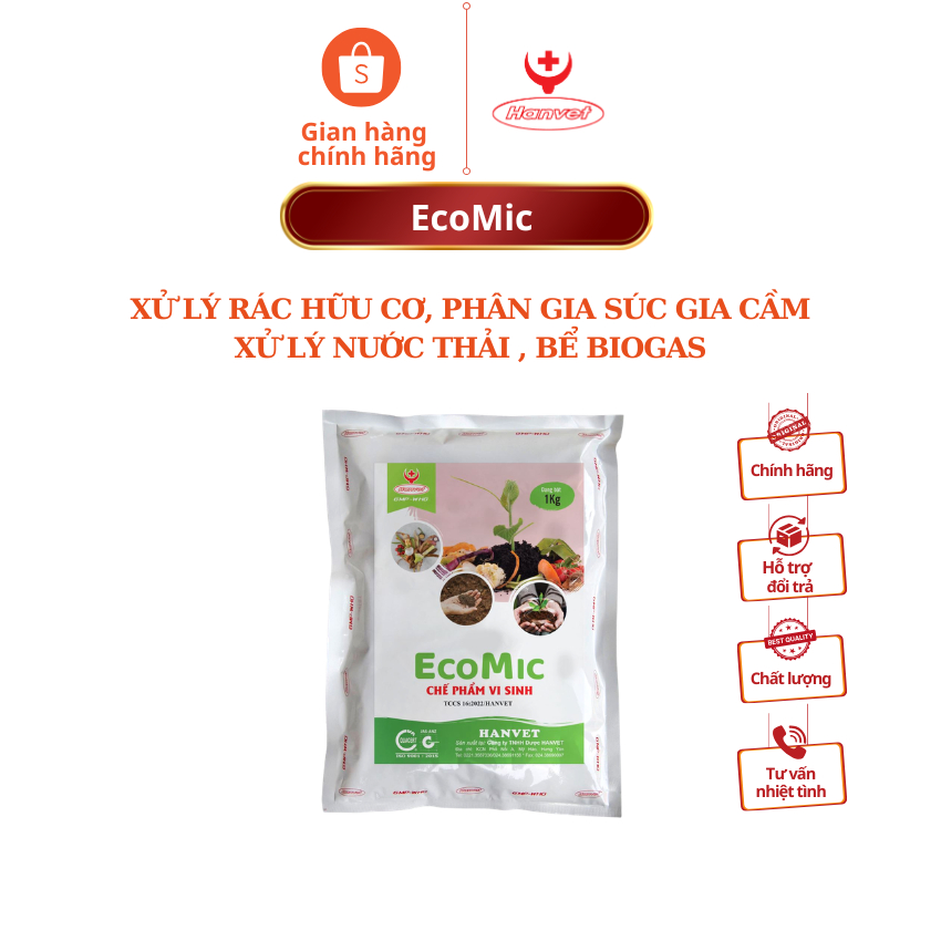 XỬ LÝ RÁC HỮU CƠ, PHÂN GIA SÚC GIA CẦM XỬ LÝ NƯỚC THẢI , BỂ BIOGAS ECOMIC 1kg