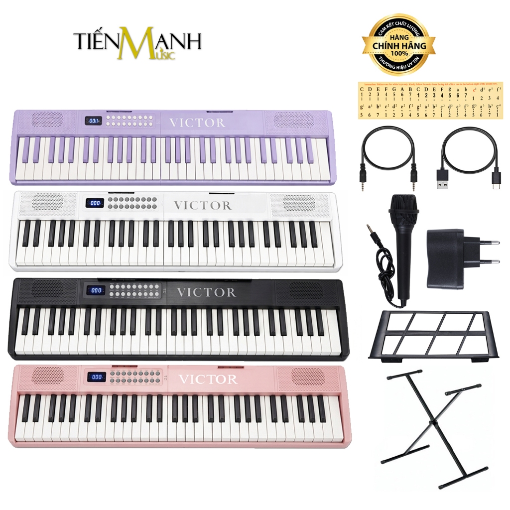 Đàn Piano Điện 61 Phím VicTor VT61 - Cảm Ứng Lực Có Loa, Kết Nối Bluetooth VT-61