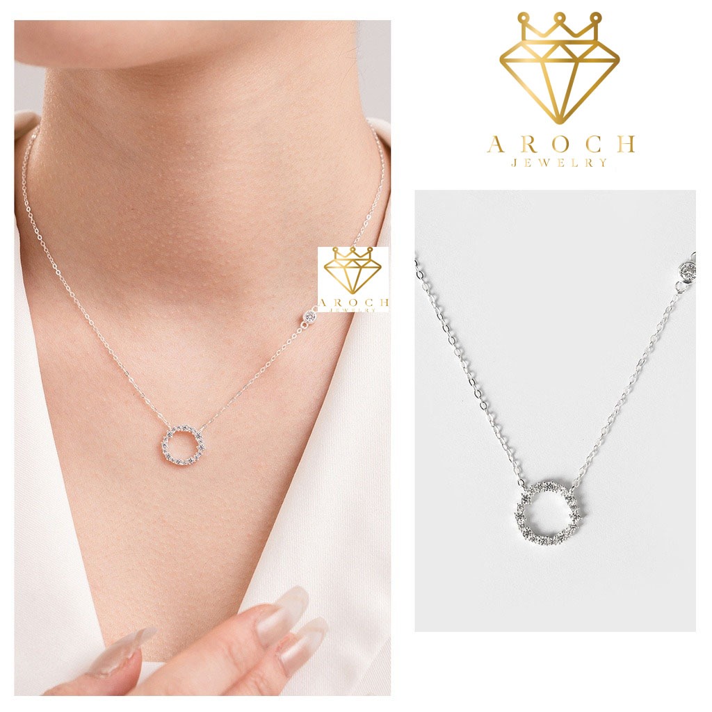Dây chuyền bạc s925 AROCH JEWELRY tròn đính đá Zircon cao cấp HD10