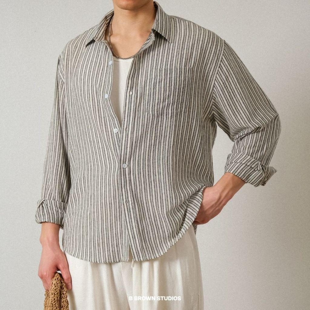 Áo Sơ Mi Nam Linen B Brown Phong Cách Thoải Mái Trẻ Trung – Nomad Linen Shirts B Brown
