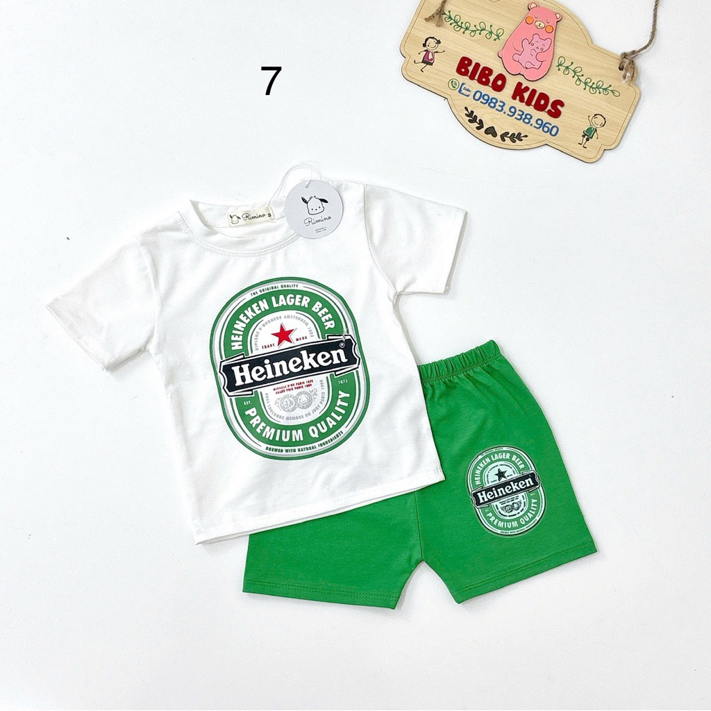 Bộ quần áo mùa hè cho bé logo bia Heniken