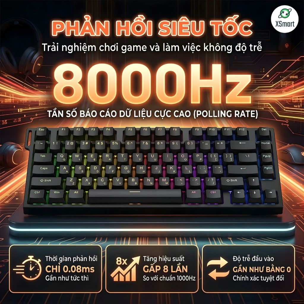 Bàn Phím Cơ Gaming Attack Shark R82HE Magnetic Switch, Rapid Trigger 0.005mm, Polling Rate 8000Hz | BigBuy360 - bigbuy360.vn