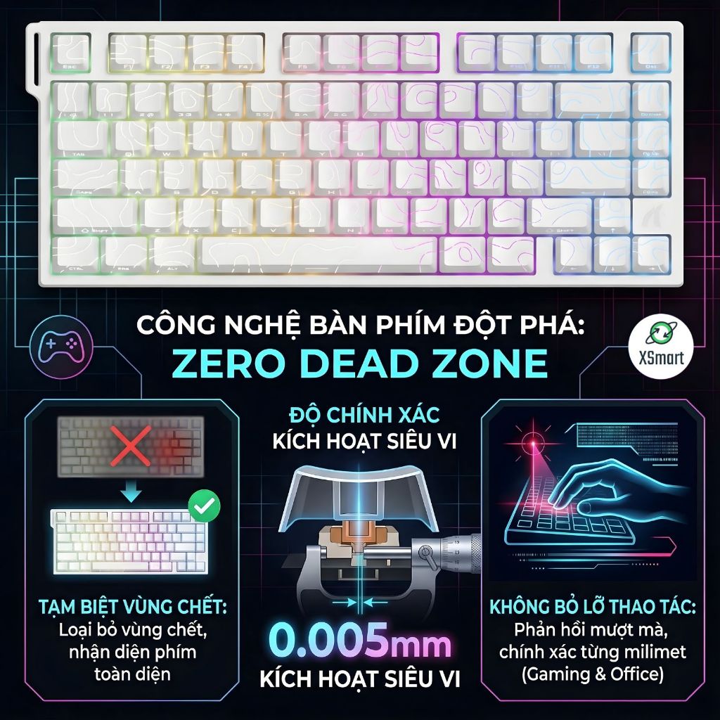 Bàn Phím Cơ Gaming Attack Shark R82HE Magnetic Switch, Rapid Trigger 0.005mm, Polling Rate 8000Hz | BigBuy360 - bigbuy360.vn