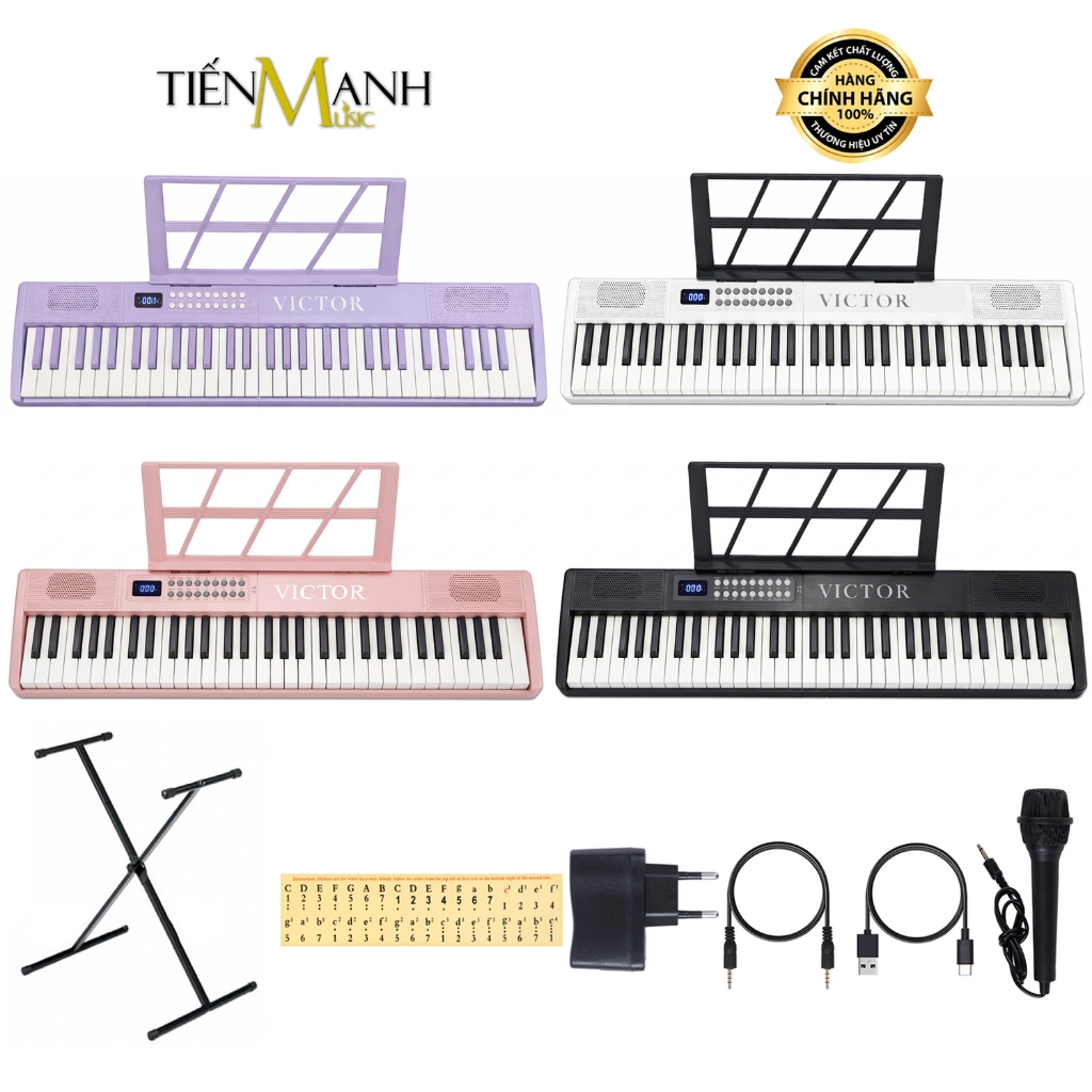 Đàn Piano Điện 61 Phím Cảm Ứng Lực VicTor VT61 Có Loa, Kết Nối Bluetooth VT-61