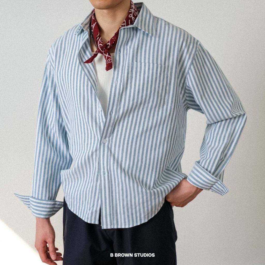 Áo Sơ Mi Nam Nữ Legolas Kẻ Sọc Dài Tay Form Oversize - Legolas Stripped Shirt B Brown