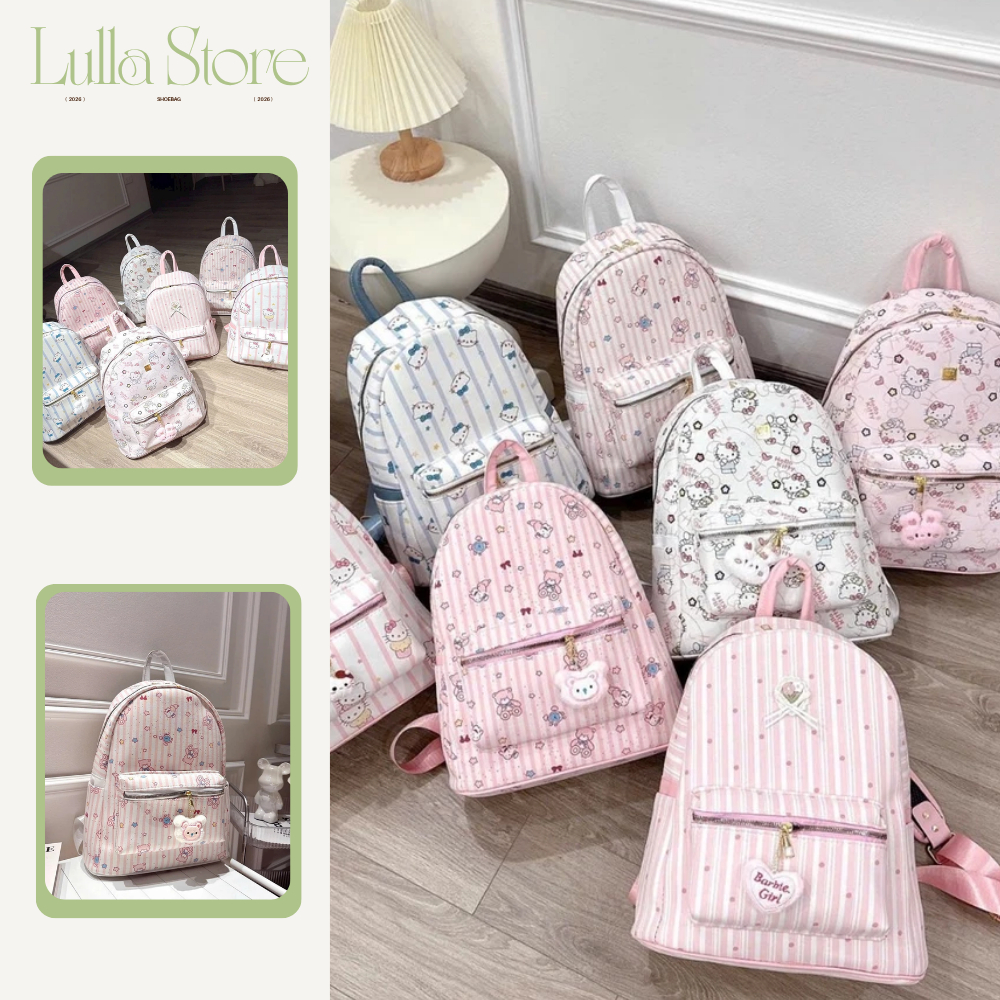 Balo Nữ Da PU Cao Cấp, Balo đi học Chống Thấm – Form Đứng – Họa Tiết Cute Tặng Móc Khóa