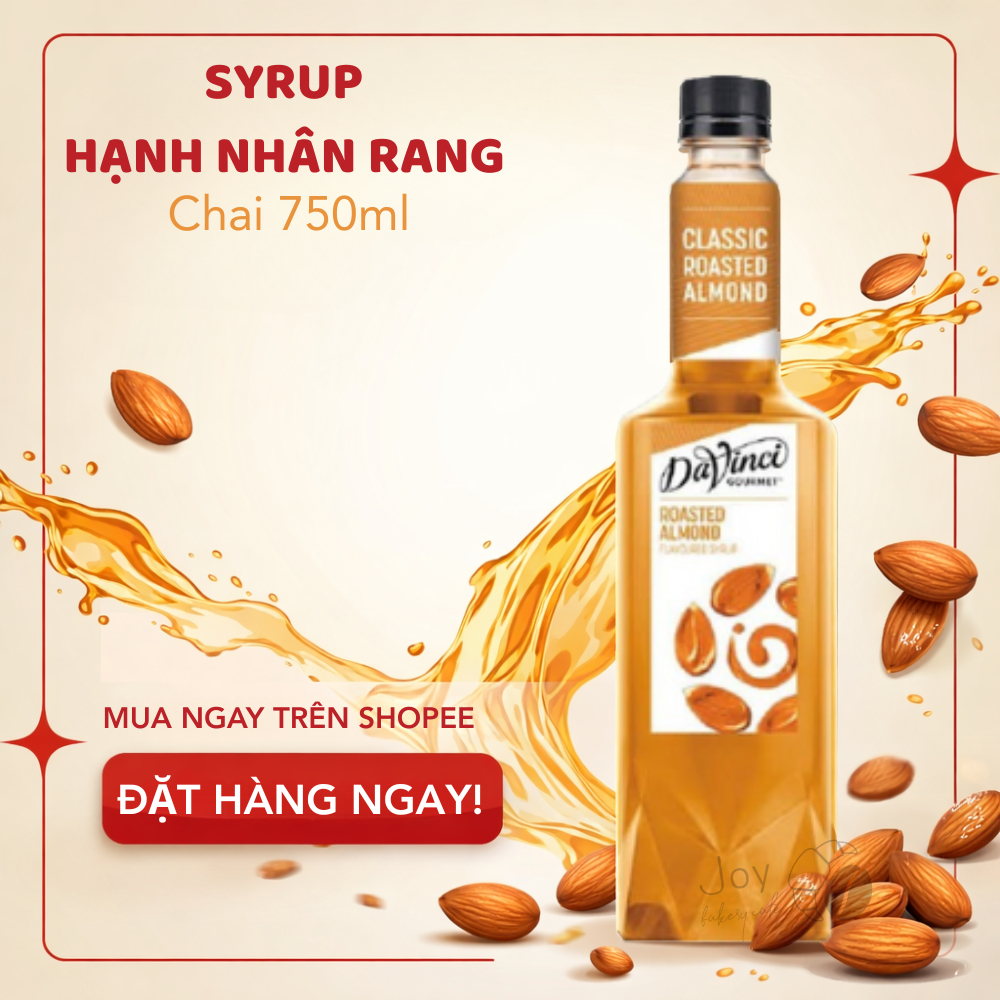Syrup Hạnh Nhân Rang DaVinci Gourmet Roasted Almond 750ml – Hương vị đậm đà, chuẩn quán