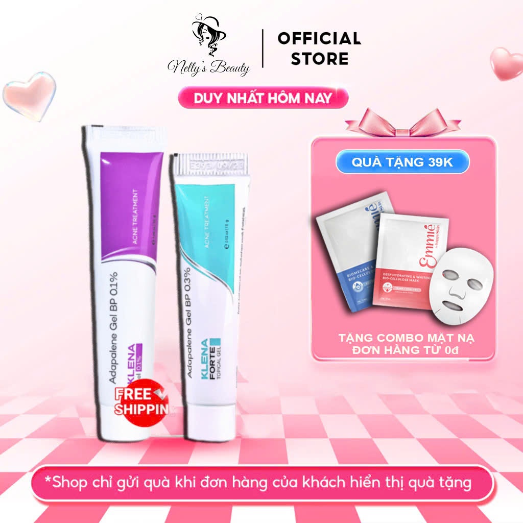 Gel Mụn Adapalene Klena 0.3% - 0.1% Hỗ Trợ Giảm Mụn Trứng Cá, Mụn Đầu Đen, Mụn Ẩn. Hỗ Trợ Mờ Thâm