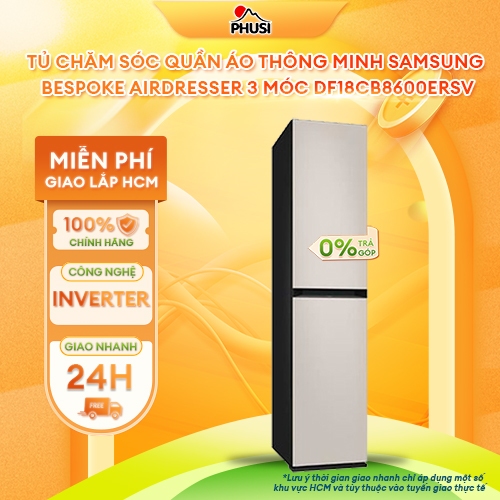 DF18CB8600ERSV [GIAO HÀNG MIỄN PHÍ HCM] Tủ chăm sóc quần áo Samsung 3 móc - CHÍNH HÃNG
