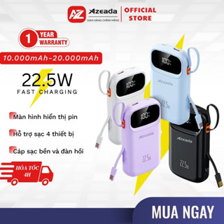 Sạc Dự Phòng Azeada PD 22.5W Pin Dự Phòng 20000mAh Tích Hợp 3 Dây Sạc Nhanh Có Màn Hình Led P03