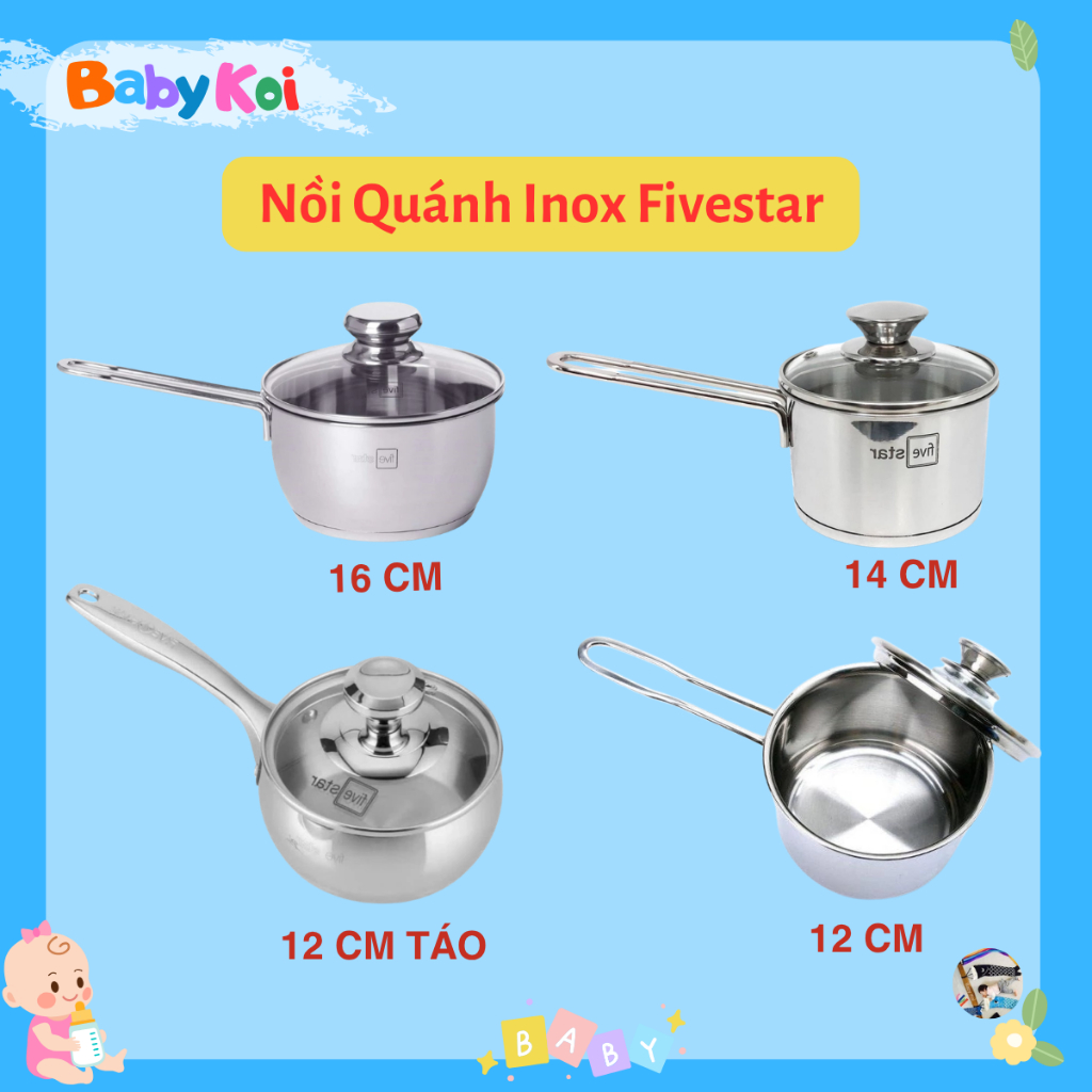Nồi Quánh nấu bột Inox 3 đáy Fivestar cho bé