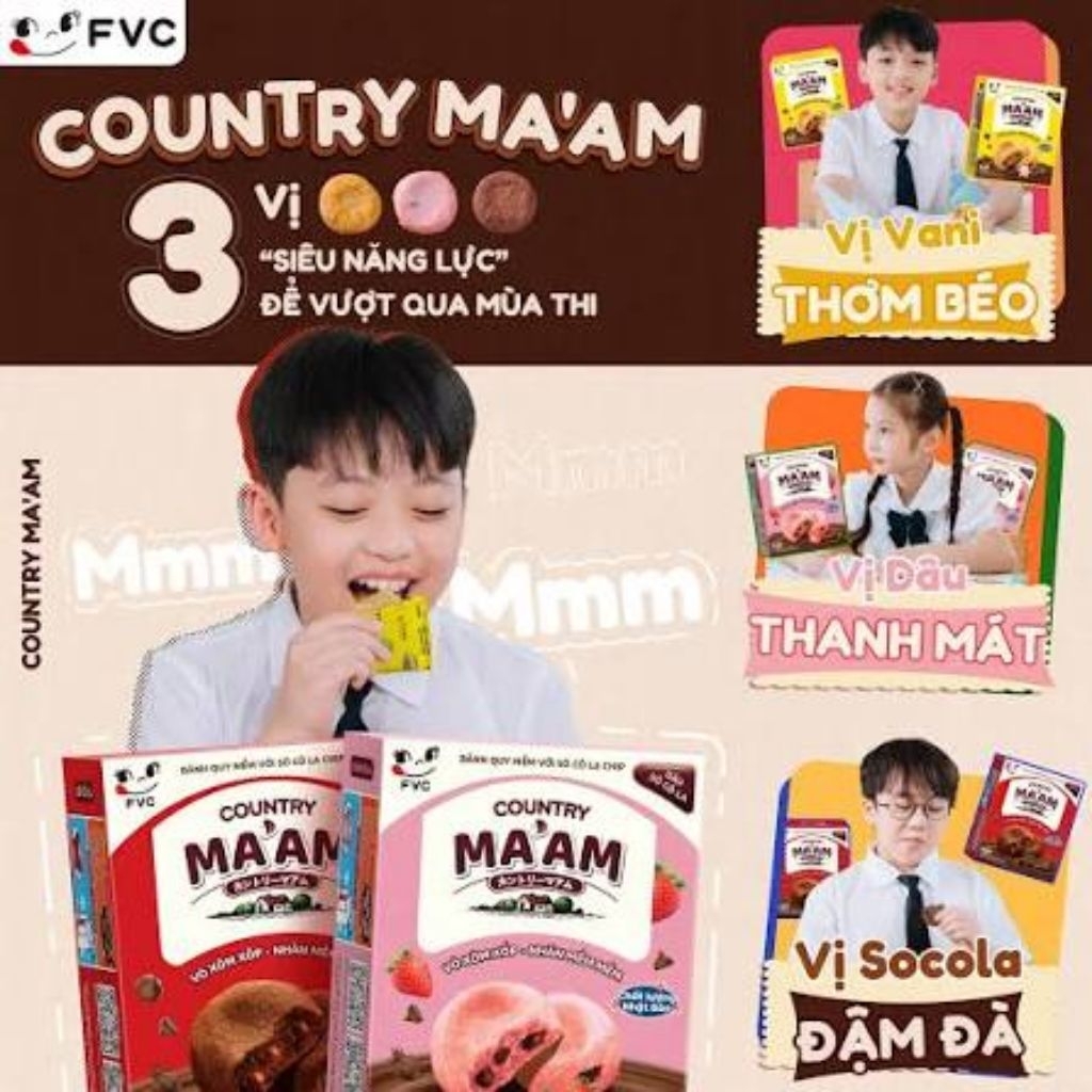 Bánh Quy Mềm Country Ma'am Fujiya Hộp 33g (3 bánh) – Hương Socola, Dâu, Vani