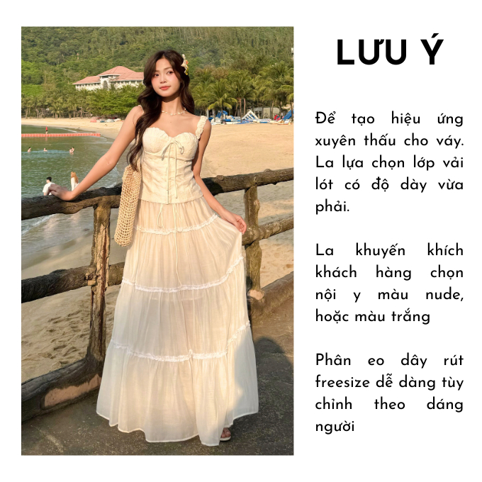 Chân Váy Maxi Bốn Tầng Rút Dây Eo La Boutique Freesize V027 | BigBuy360 - bigbuy360.vn