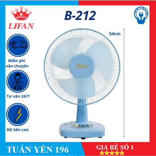 Quạt bàn B3 Lifan B-212 công suất 35W - MOTOR ĐỒNG - Hàng chính hãng
