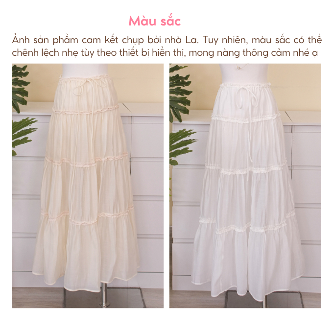 Chân Váy Maxi Bốn Tầng Rút Dây Eo La Boutique Freesize V027 | BigBuy360 - bigbuy360.vn