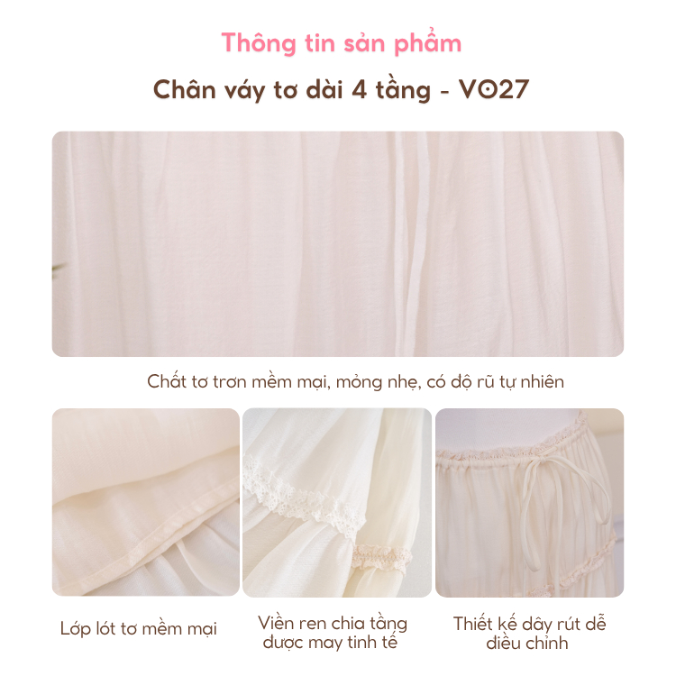 Chân Váy Maxi Bốn Tầng Rút Dây Eo La Boutique Freesize V027 | BigBuy360 - bigbuy360.vn