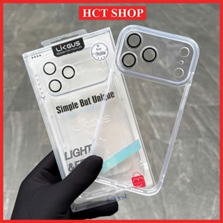 Ốp lưng kính trong suốt, có bảo vệ mắt camera cho iPhone 12, 13, 14, 15, 16,17Promax LIKGUS 3