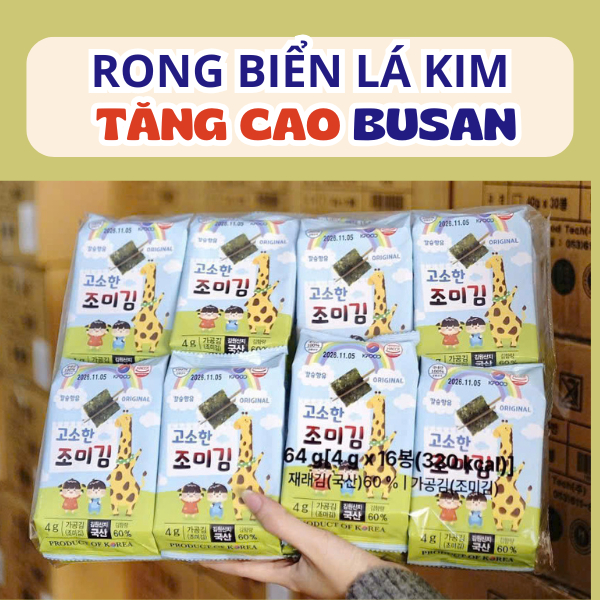 [HCM] Rong Biển Tăng Cao Busan, Rong Lá Kim Hươu Cao Cổ K-Food Hàn Quốc Bổ Sung Canxi, Dinh Dưỡng Ch