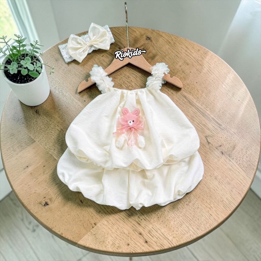 3-16kg Bộ 2 dây quần đùi bí cho bé gái RIOKIDS, đồ bộ cho bé sơ sinh đầy tháng mặc ở nhà BG36